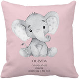 Housse de coussin de naissance personnalisée "éléphant"