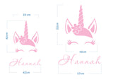 Stickers muraux personnalisés avec prénom "tête de licorne"