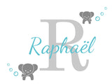 Sticker prénom au motif éléphant Raphael