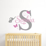 Sticker mural personnalisé avec prénom "Eléphant" modèle Sophia S