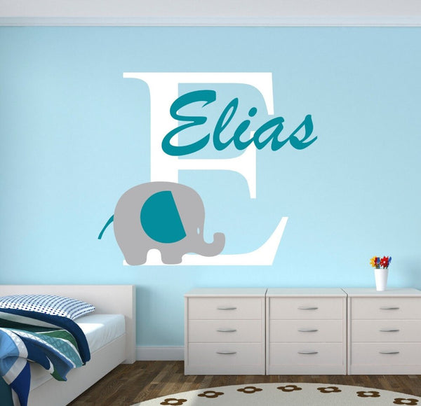 Sticker prénom au motif éléphant Elias